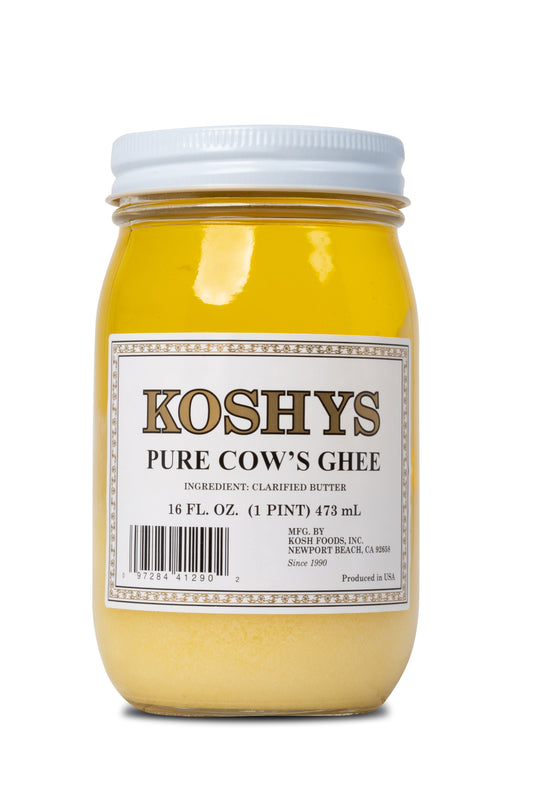 cow's ghee, pure cow's ghee, clarified butter, 16oz., ghee, Koshys, pure ghee